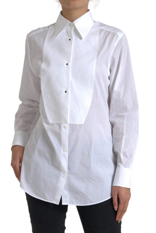 Dolce & Gabbana Elegant White Cotton Poplin Dress Shirt