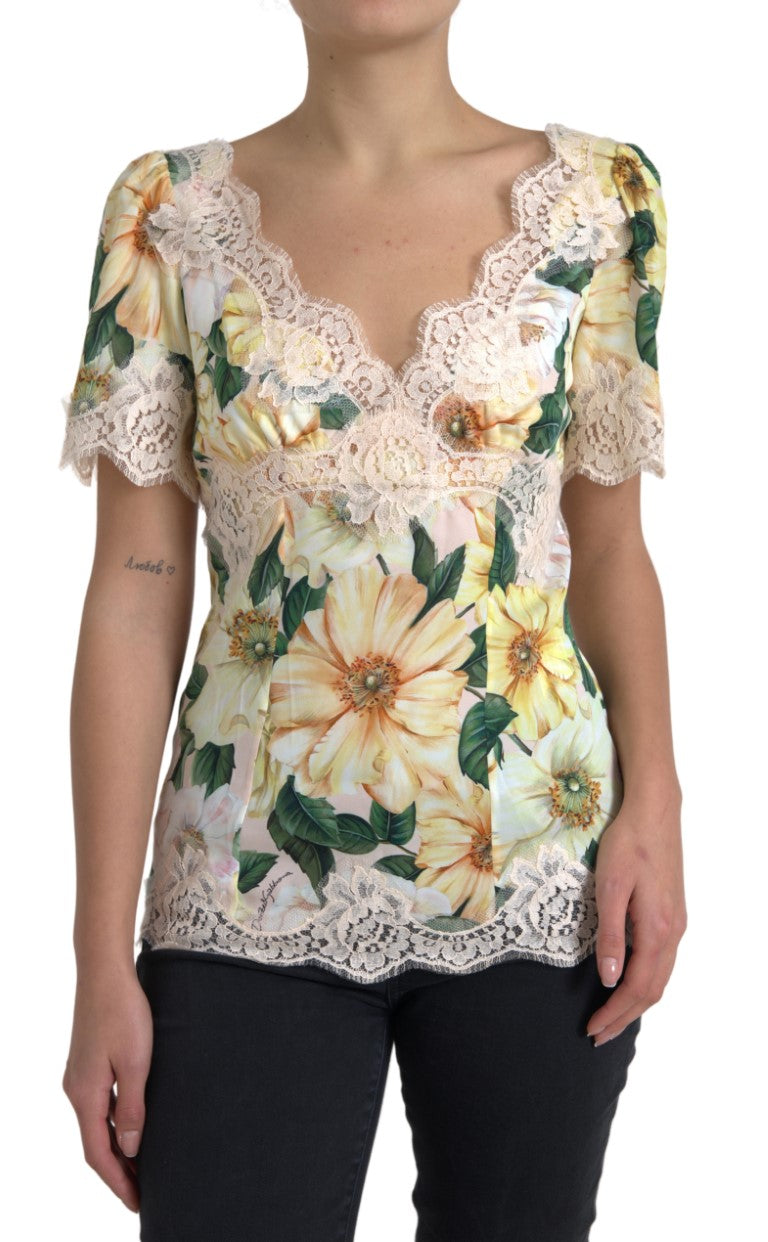 Elegant Floral Print Silk Blouse