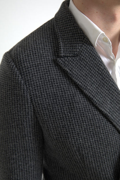 Blazer doppiopetto con ricamo logo grigio