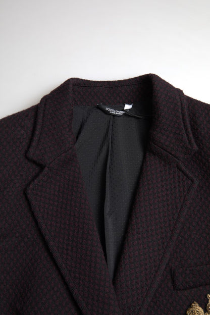 Blazer doppiopetto con ricamo logo viola