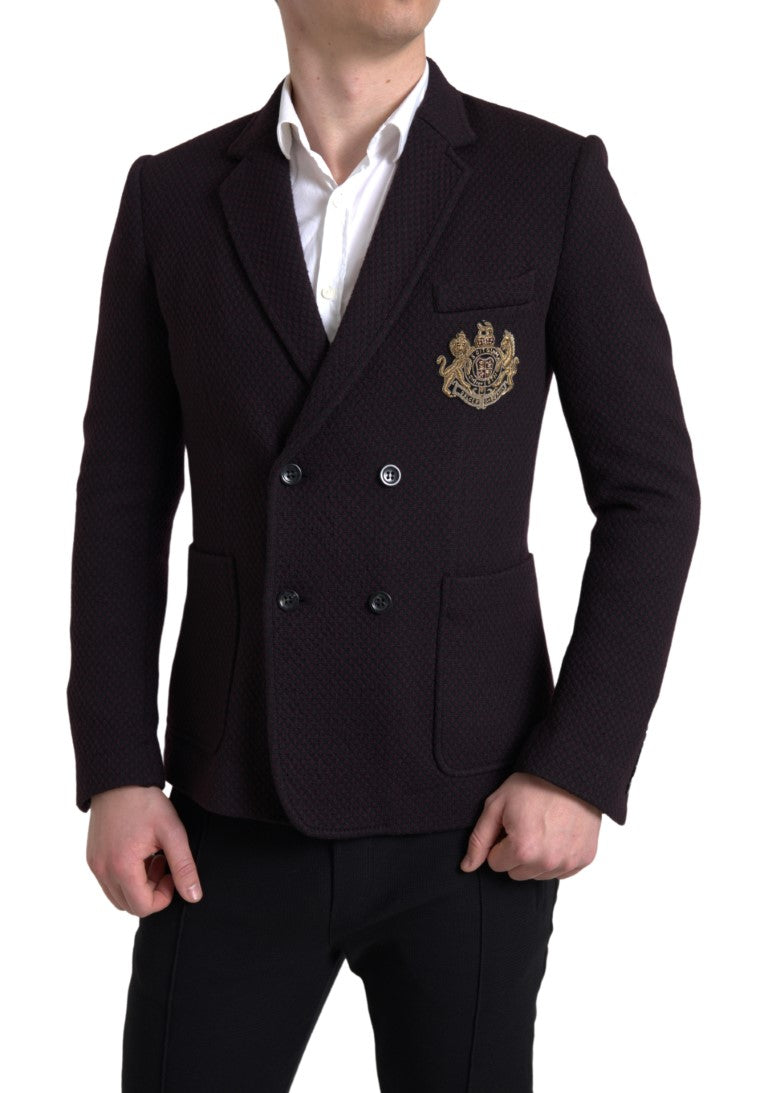 Blazer doppiopetto con ricamo logo viola