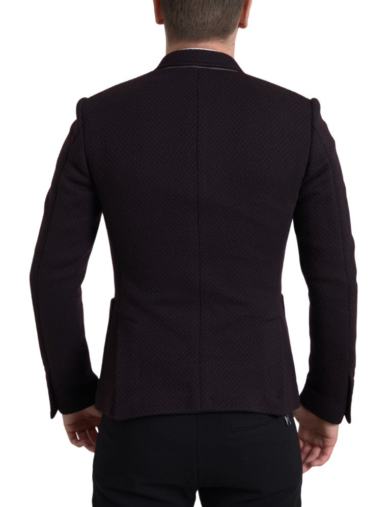 Blazer doppiopetto con ricamo logo viola