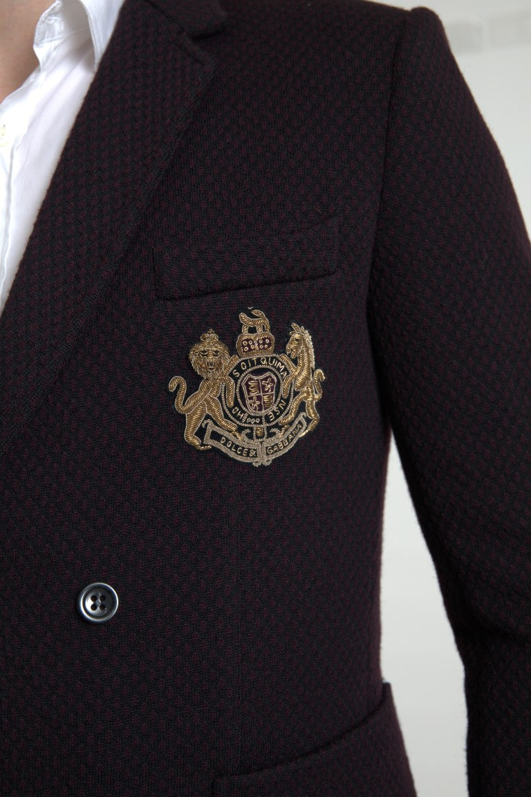 Blazer doppiopetto con ricamo logo viola