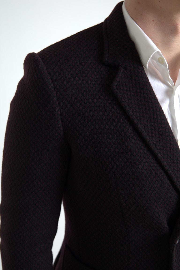 Blazer doppiopetto con ricamo logo viola