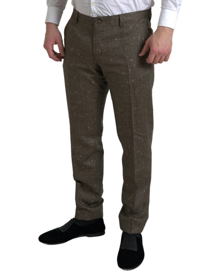 Pantaloni skinny da uomo in lana marrone