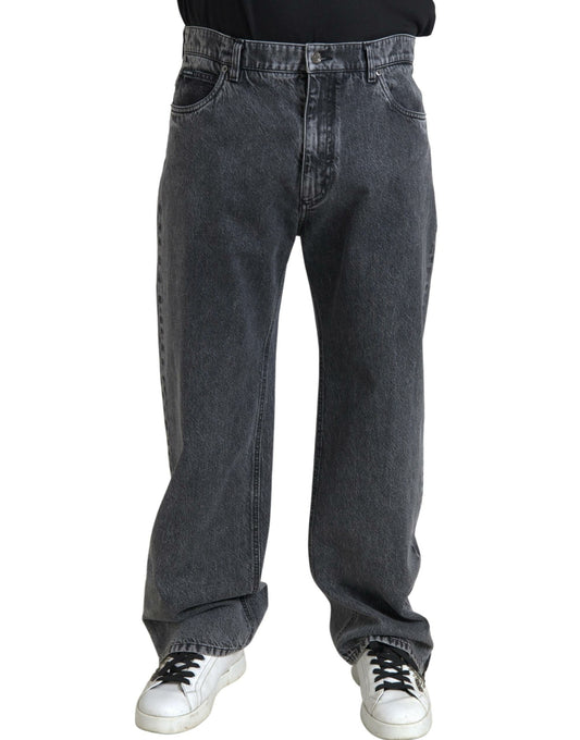 Elegante dunkelgraue Straight-Denim-Jeans