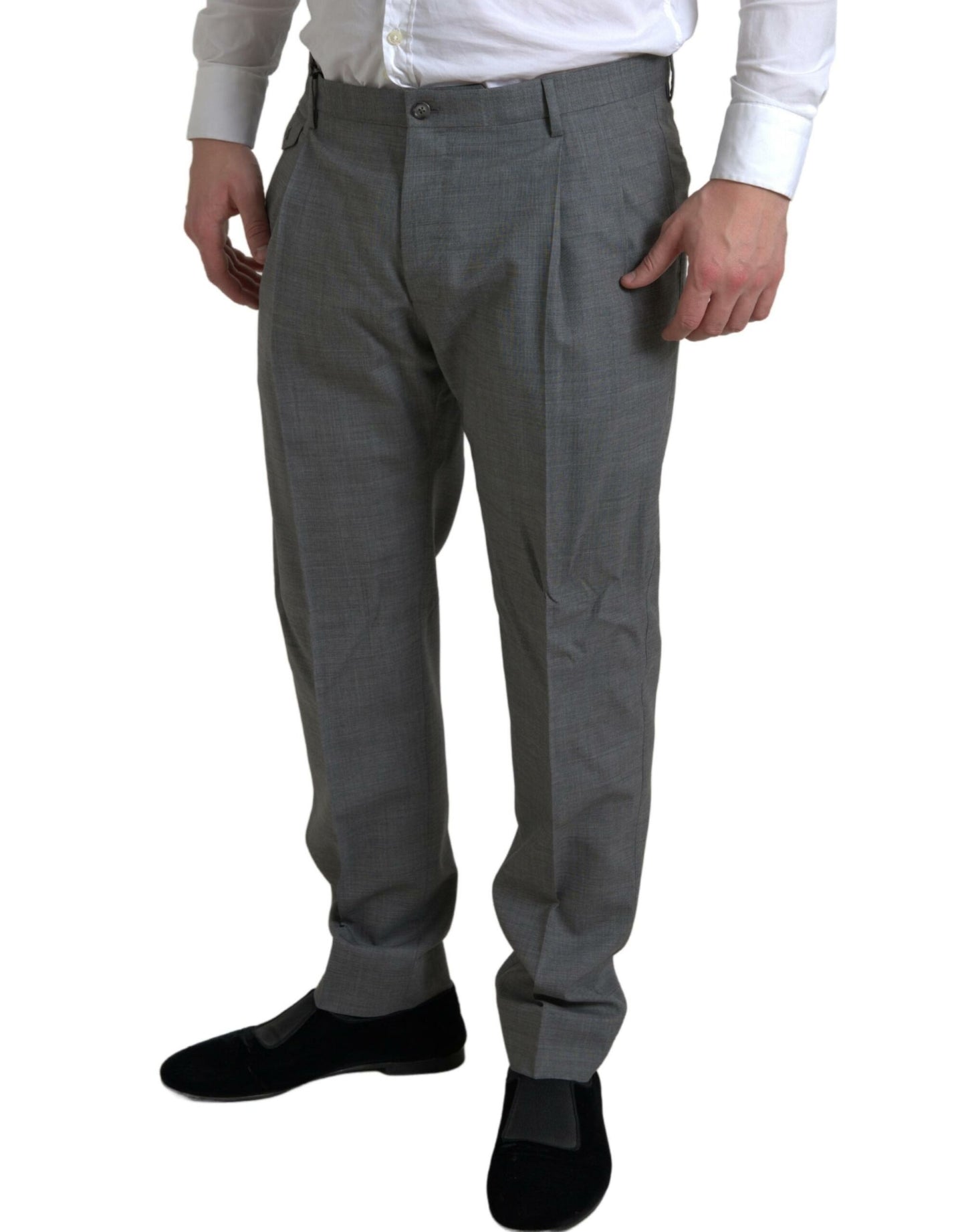 Pantaloni pantaloni eleganti da uomo skinny chino in lana grigia