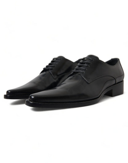 Scarpe basse formali stringate in pelle nera