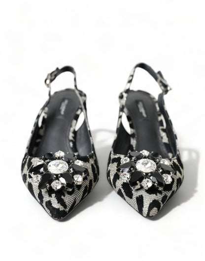 Crystal Leopard Slingback Heels Pumps