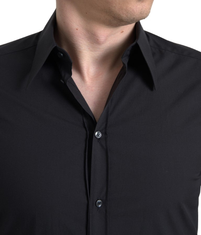 Elegantes Slim Fit-Hemd aus schwarzer Baumwolle