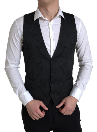 Gilet formale da uomo in poliestere nero