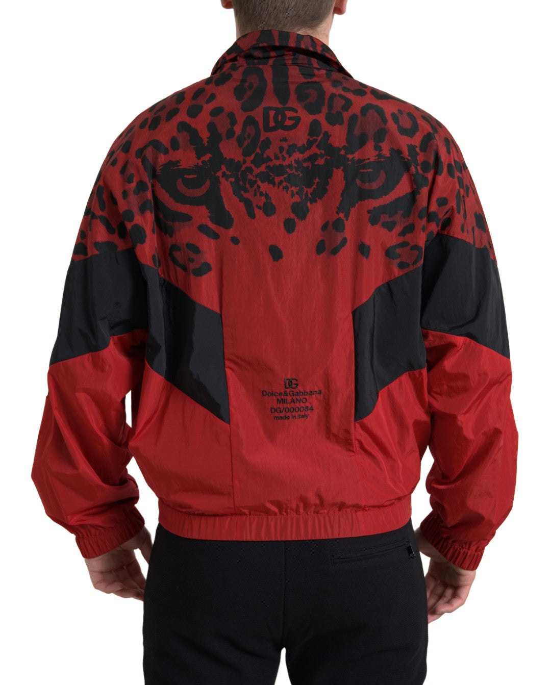 Rote Sweatjacke mit Reißverschluss und Leopardenmuster