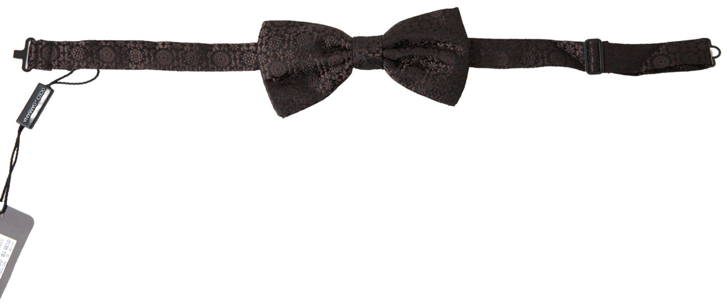 Papillon Papillon con collo regolabile jacquard floreale marrone