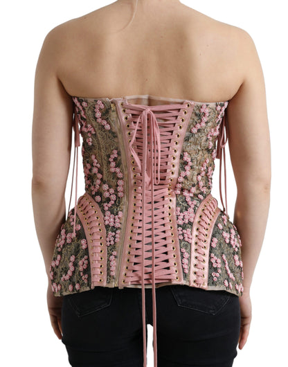 Silken Nylon Bustier Corset Top in Pink