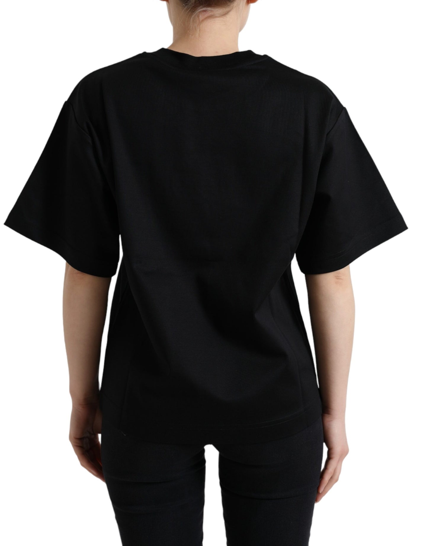 T-shirt girocollo DG Crystal in cotone nero