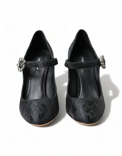 Scarpe décolleté Mary Jane con tacco in broccato nero