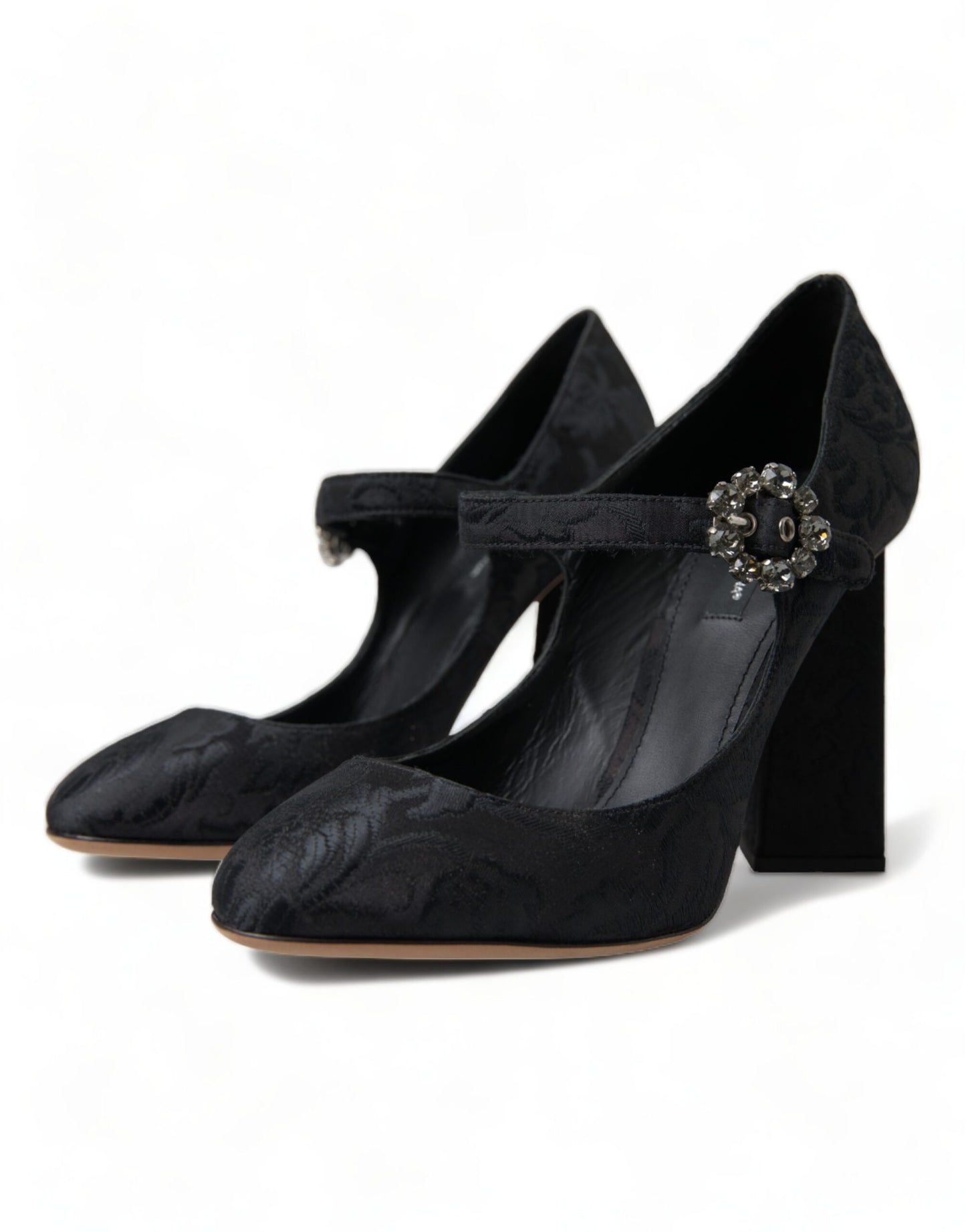 Scarpe décolleté Mary Jane con tacco in broccato nero