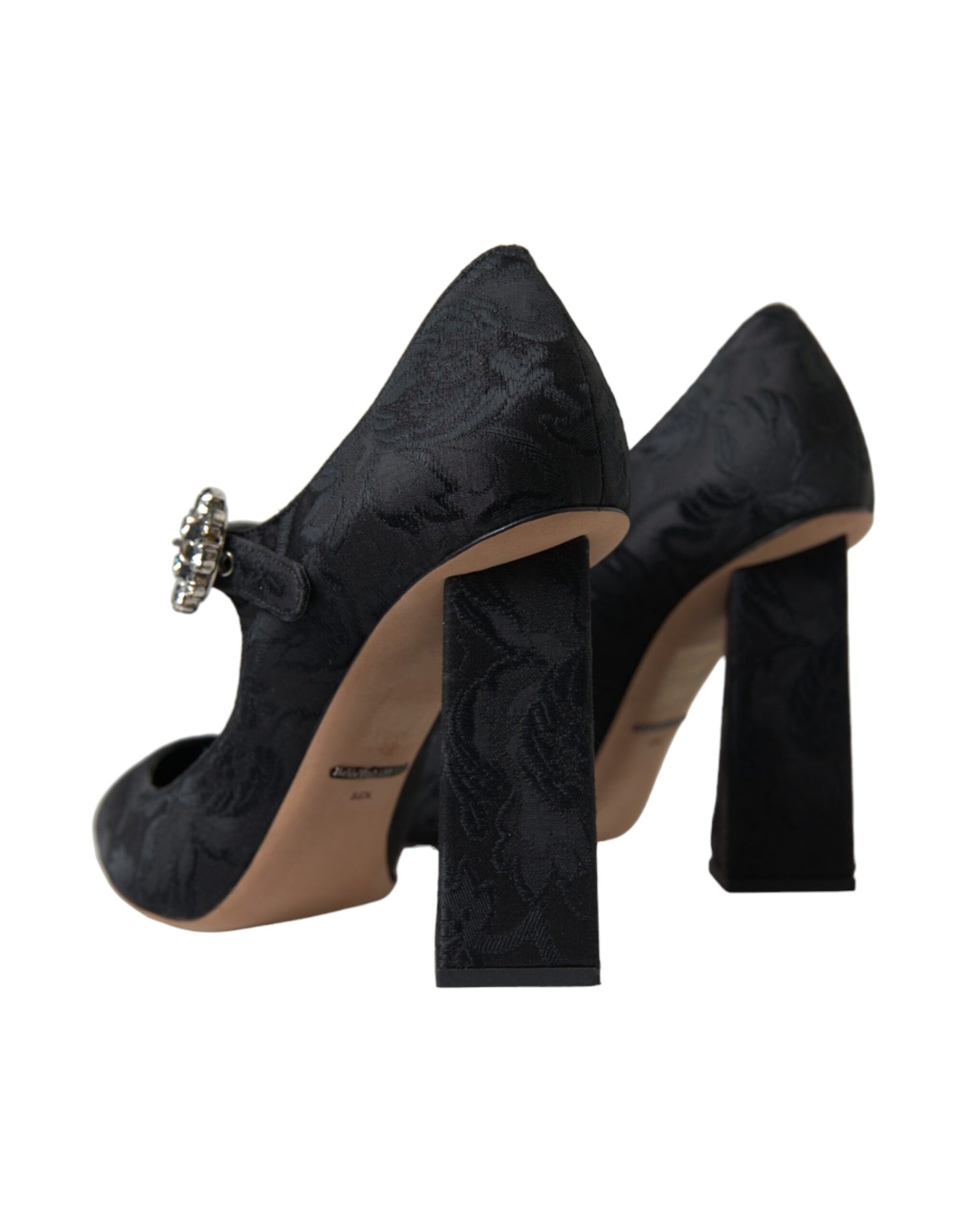 Schicke schwarze Mary Janes Pumps aus Brokat