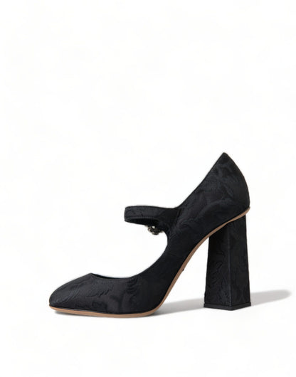 Schicke schwarze Mary Janes Pumps aus Brokat