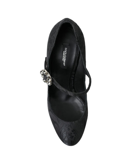 Schicke schwarze Mary Janes Pumps aus Brokat