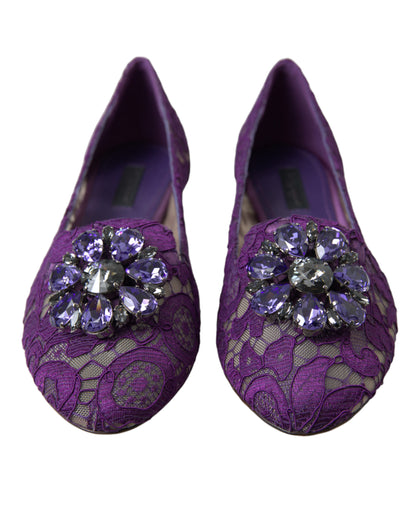 Scarpe basse Vally Taormina con cristalli di pizzo viola