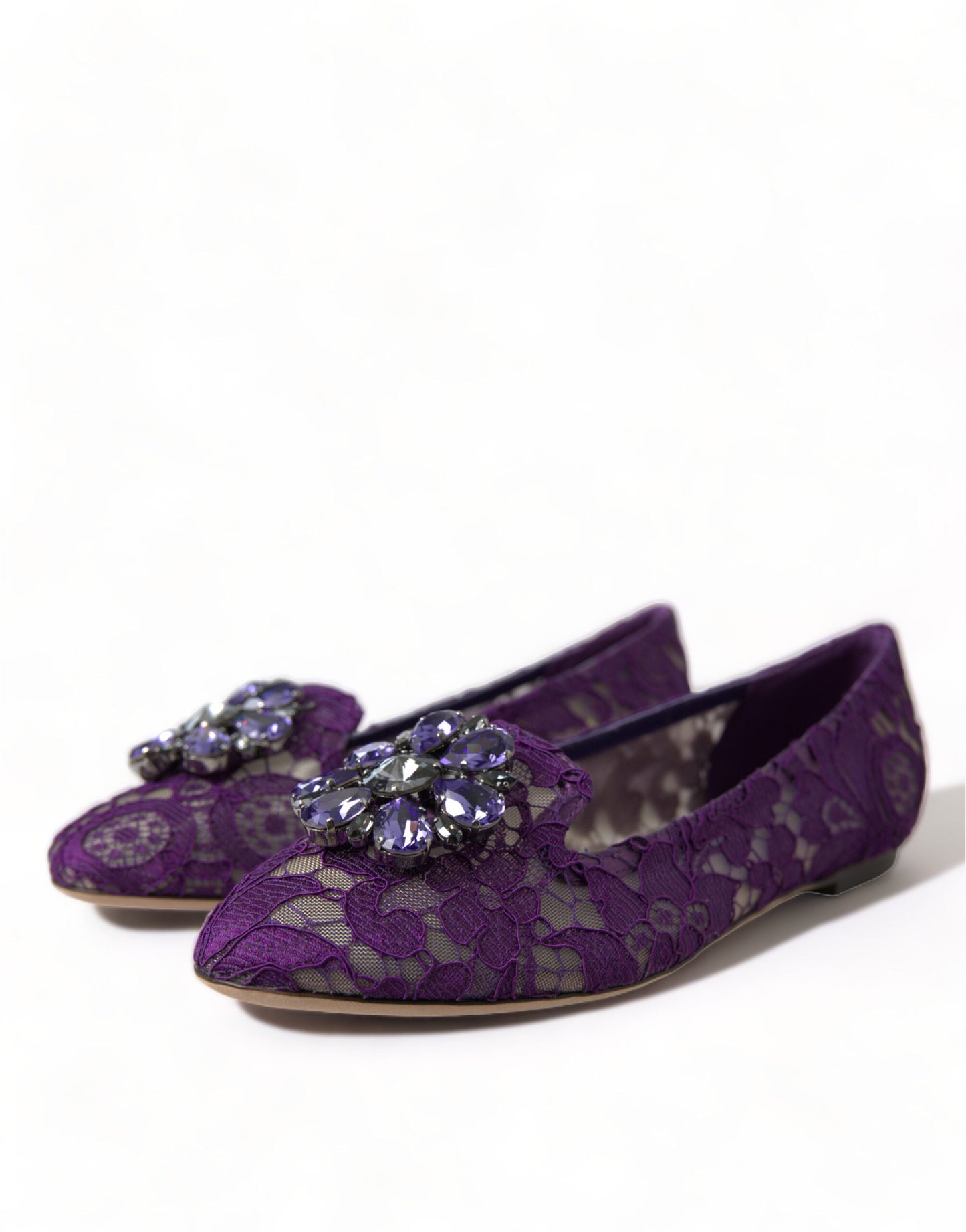 Scarpe basse Vally Taormina con cristalli di pizzo viola