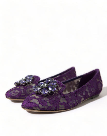 Scarpe basse Vally Taormina con cristalli di pizzo viola