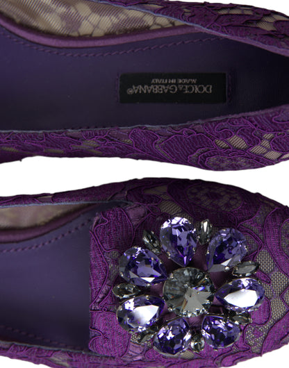 Scarpe basse Vally Taormina con cristalli di pizzo viola