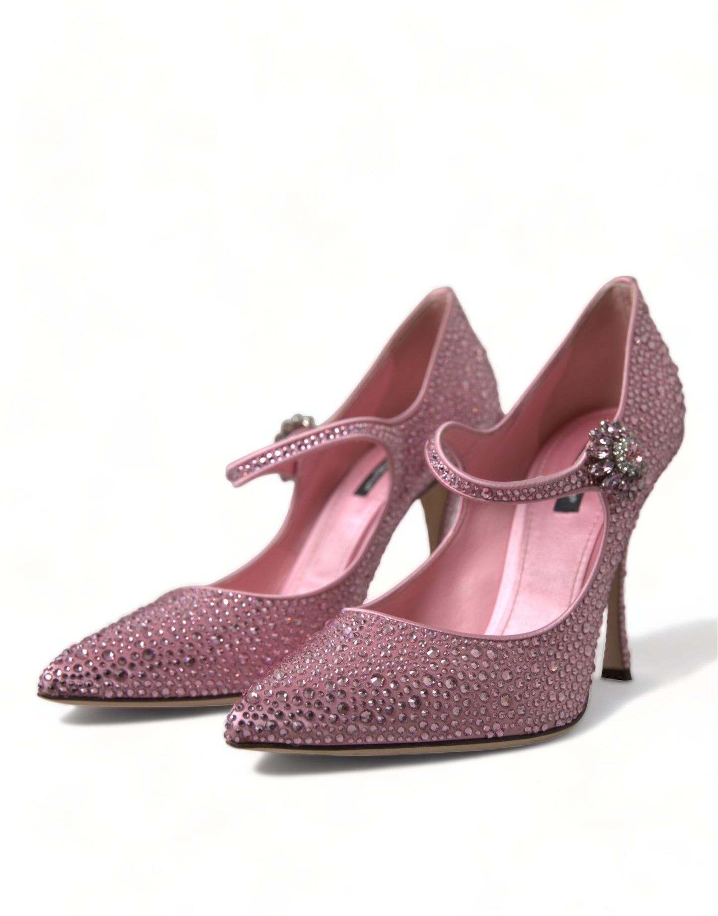 Scarpe décolleté con tacco in cristallo rosa strass