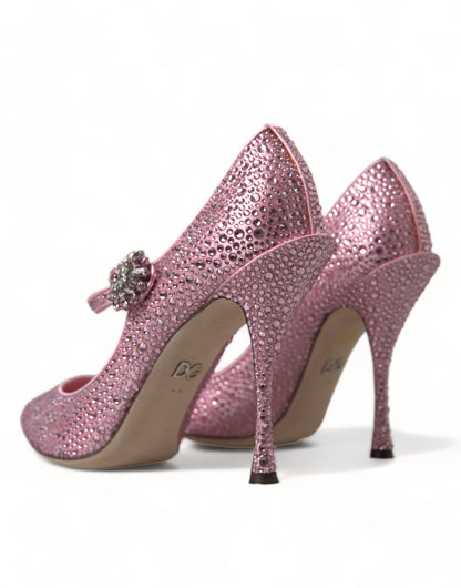 Scarpe décolleté con tacco in cristallo rosa strass