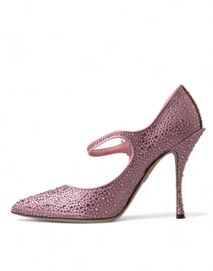 Scarpe décolleté con tacco in cristallo rosa strass