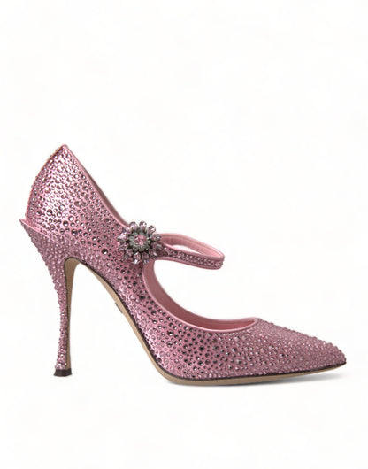 Scarpe décolleté con tacco in cristallo rosa strass