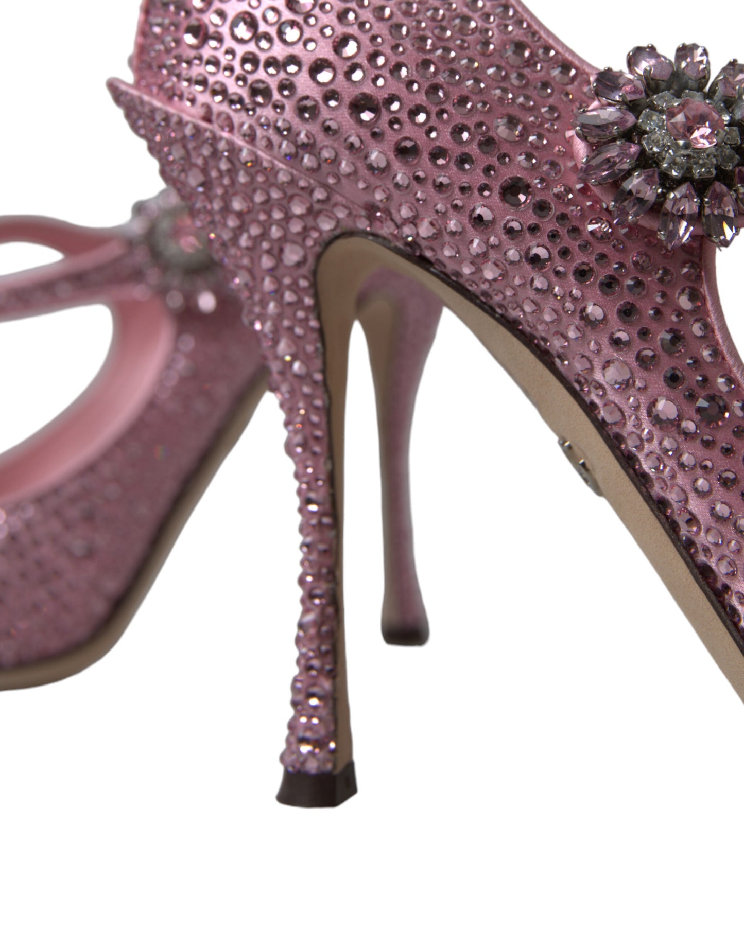 Scarpe décolleté con tacco in cristallo rosa strass