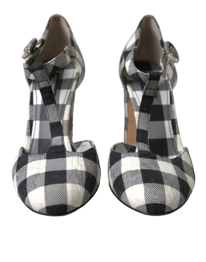 Schicke Gingham T-Riemchen-Pumps: Zeitlose Mary Jane Heels