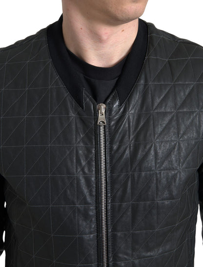 Elegante schwarze Bomberjacke aus Leder