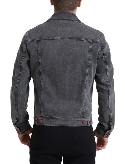 Elegante graue Stretch-Jeansjacke