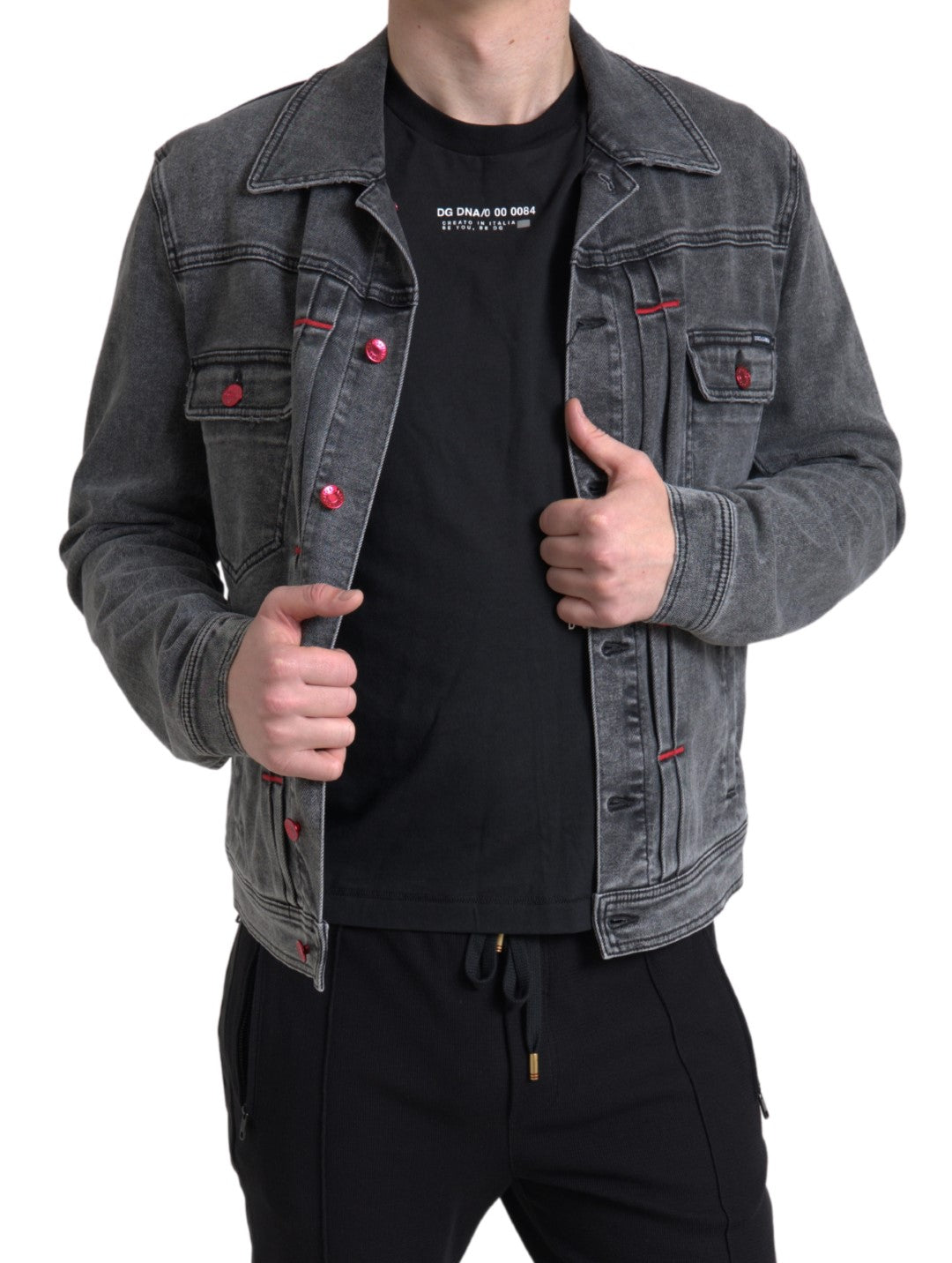 Elegante graue Stretch-Jeansjacke