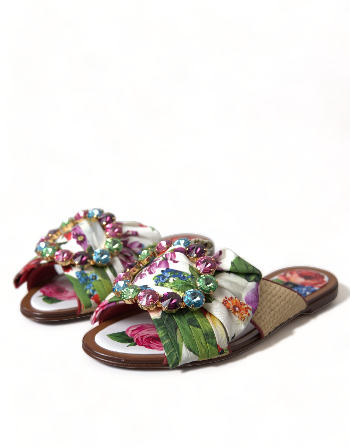 Exquisite flache Sandalen mit Blumenmuster