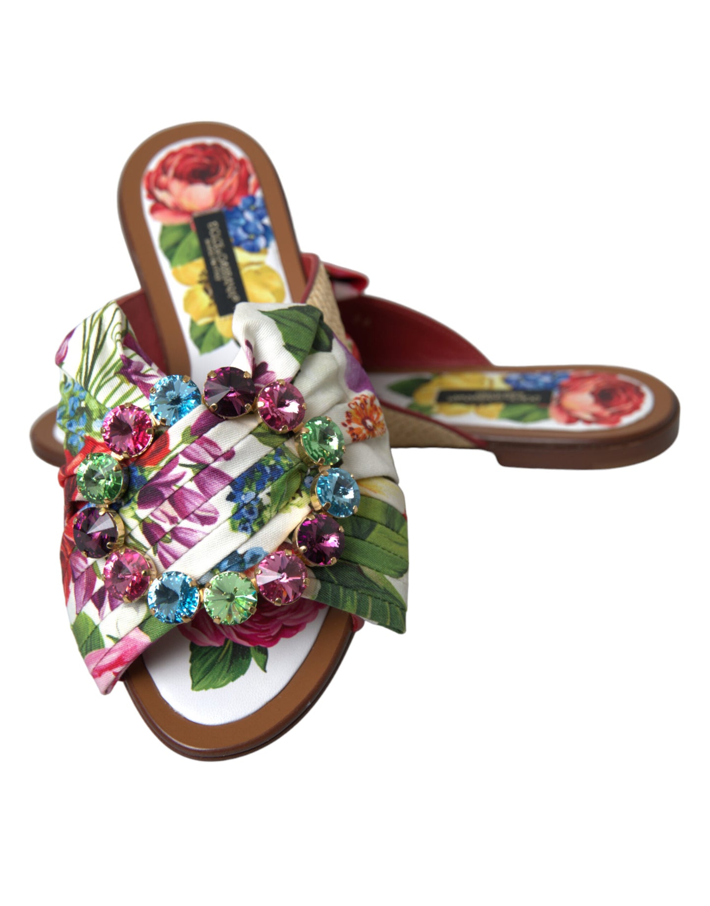 Exquisite flache Sandalen mit Blumenmuster