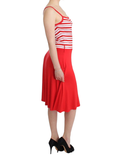 Rot gestreiftes A-Linien-Kleid aus Jersey