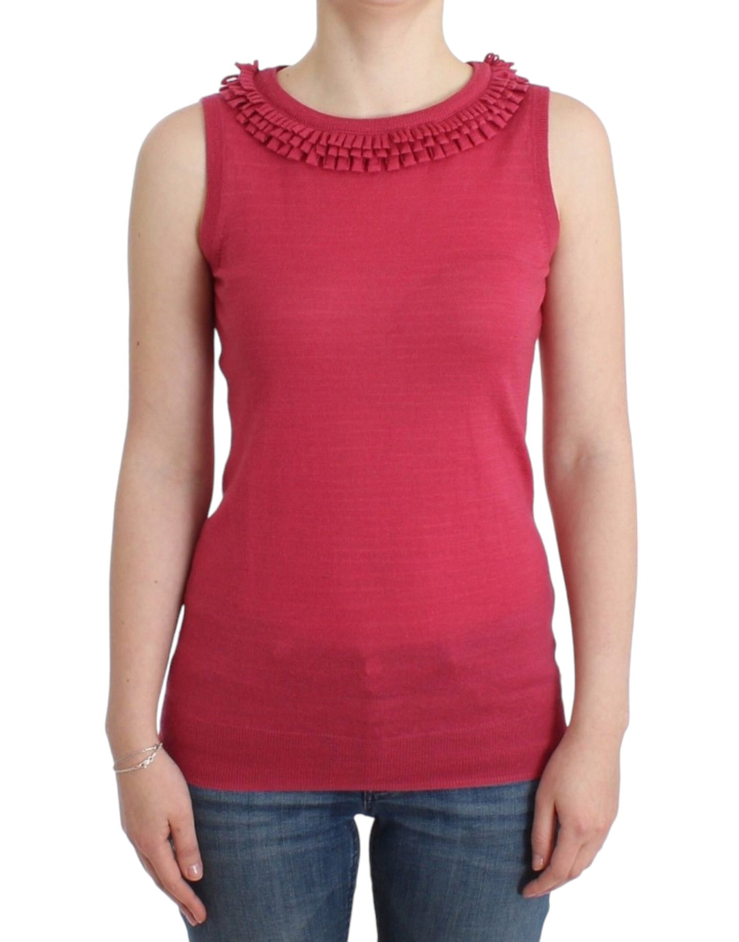 Top en maille de laine rose