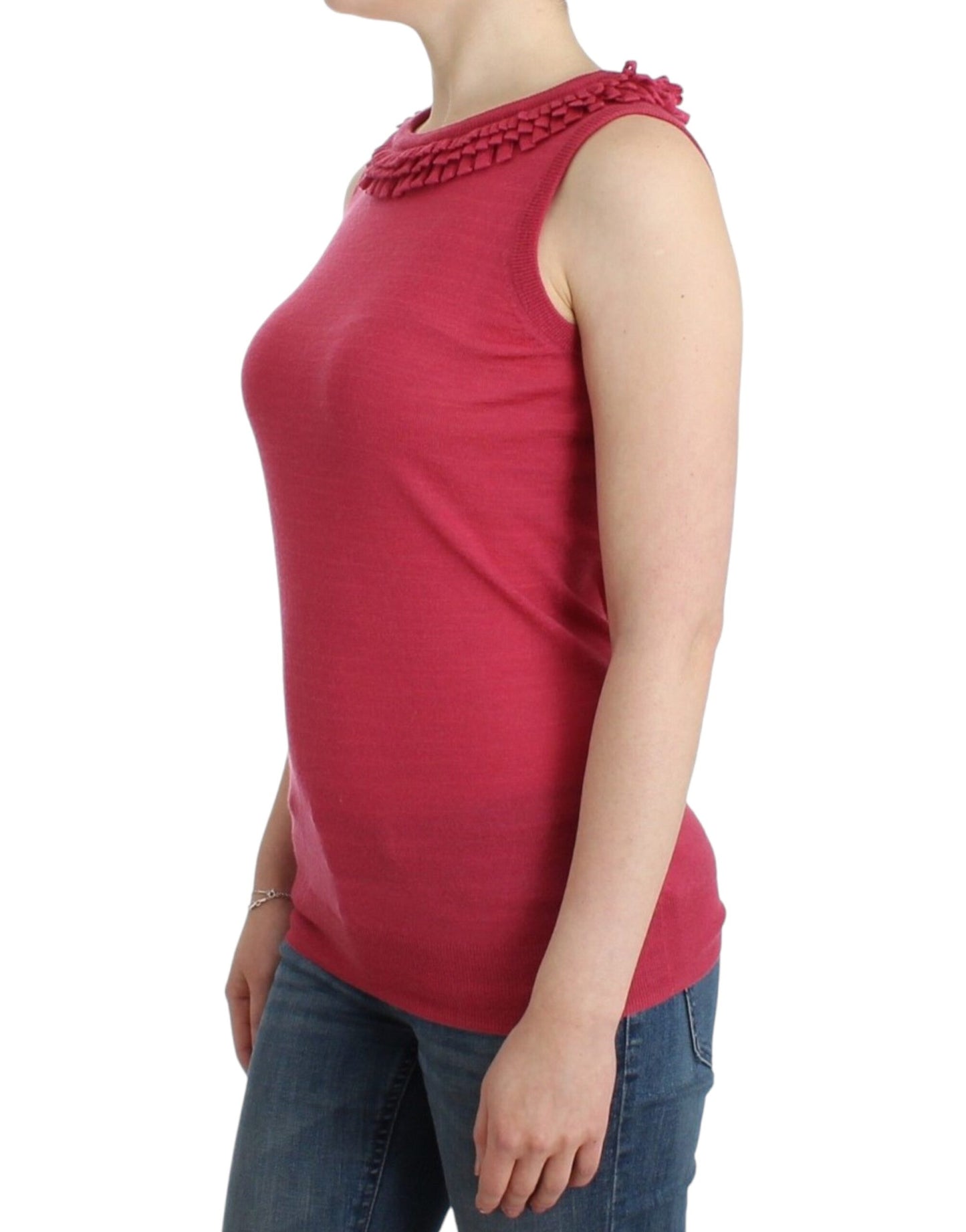 Top en maille de laine rose