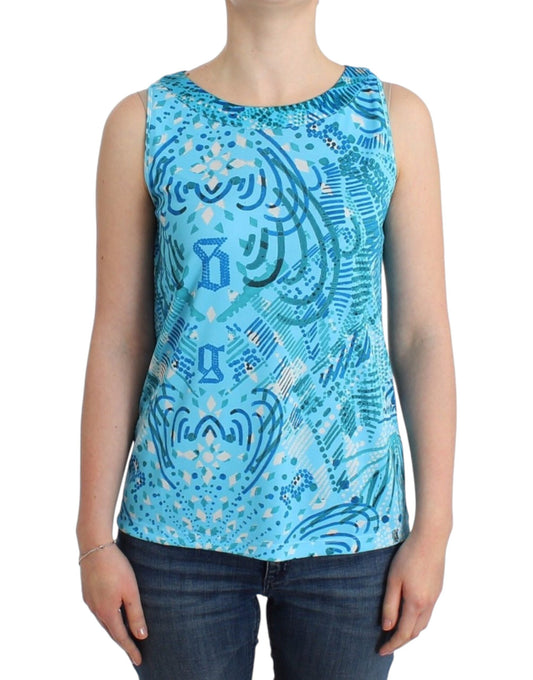 Blau bedrucktes Tanktop