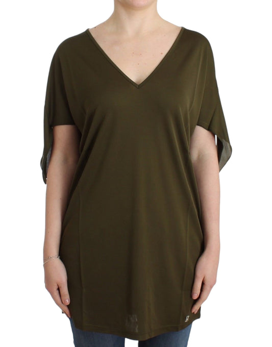 Top blusa a maniche corte verde