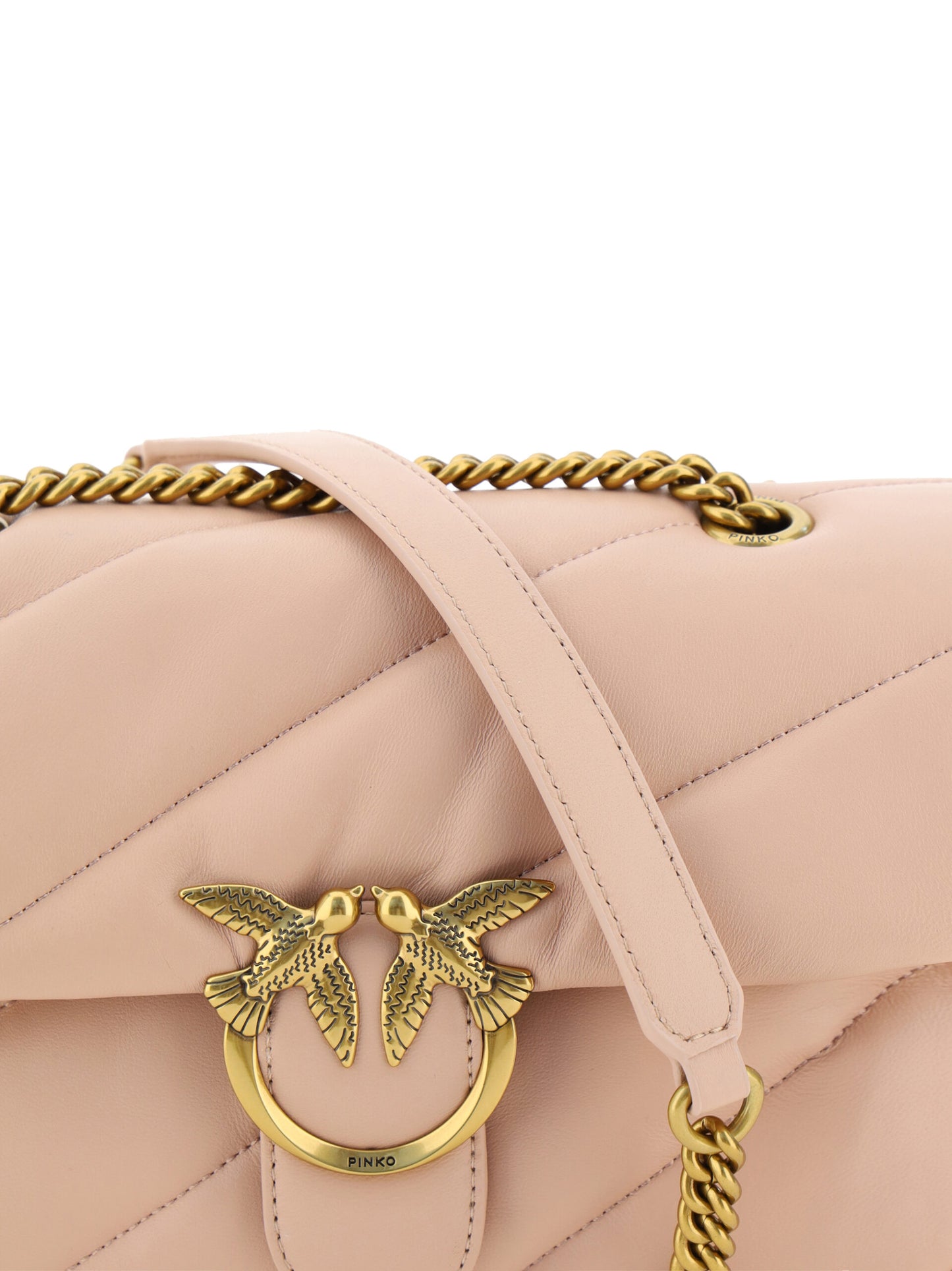 PINKO Elegant Light Pink Quilted Shoulder Bag