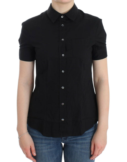 Top camicia in cotone nero