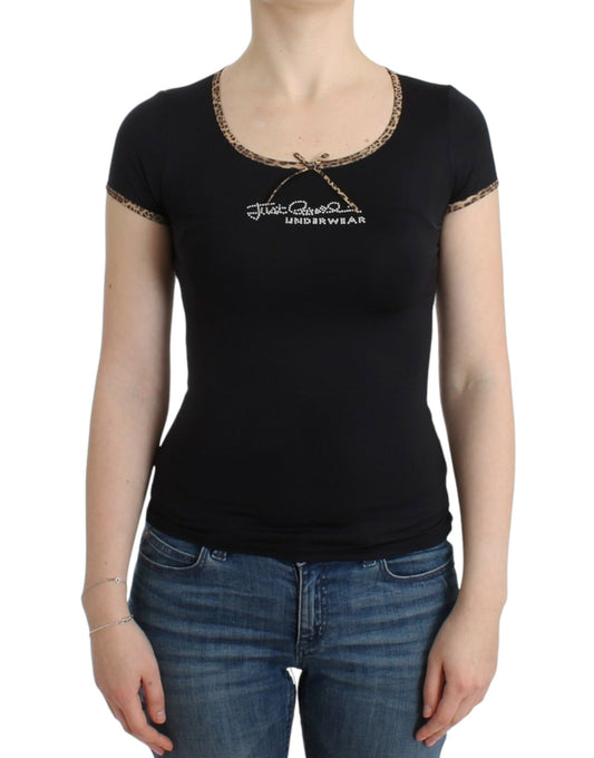 Schwarzes Nylon-Top-T-Shirt