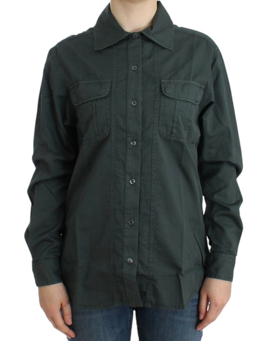 Graues Button-Down-Hemd