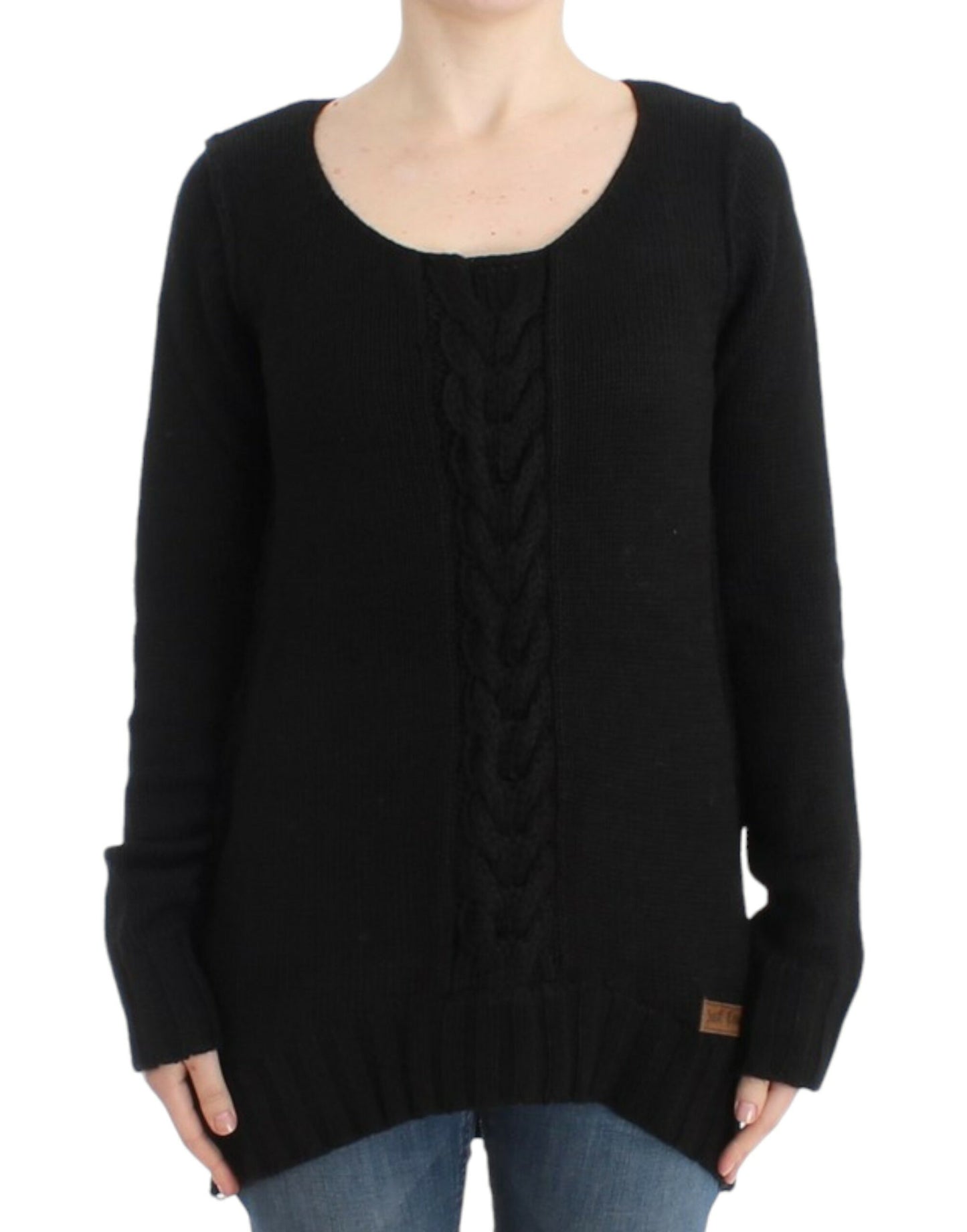 Pull en laine tricoté noir