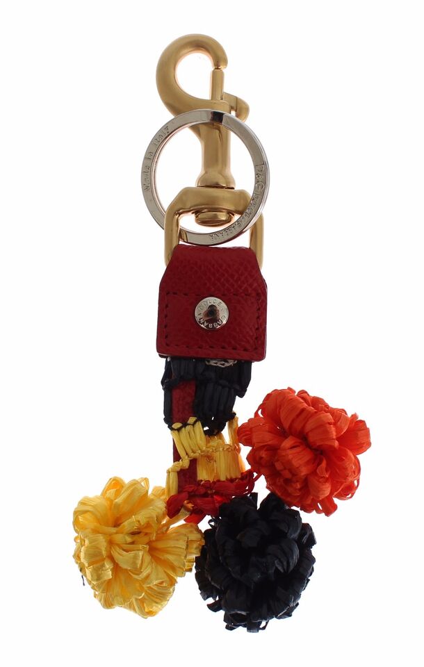 Dolce & Gabbana Chic Multicolor Raffia Leather Keychain